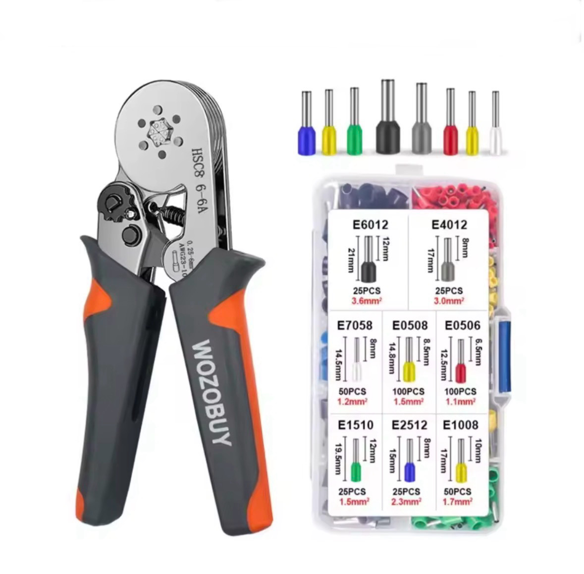 Ferrule Crimping Tool HSC8 6-4/6-6 0.25–10mm² Wire Terminal Pliers Set