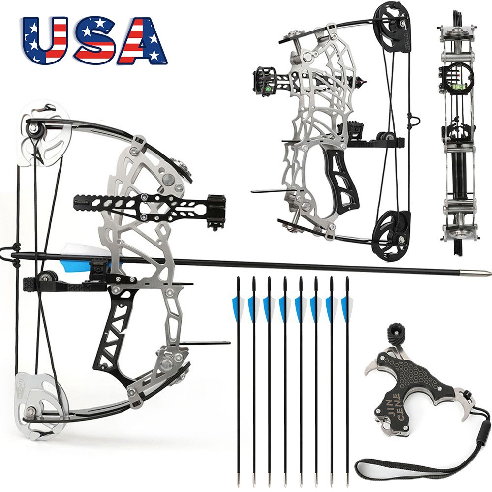 15-32lbs 13" Mini Compound Bow Arrow Kit Release Aids Short Axis Archery Hunting