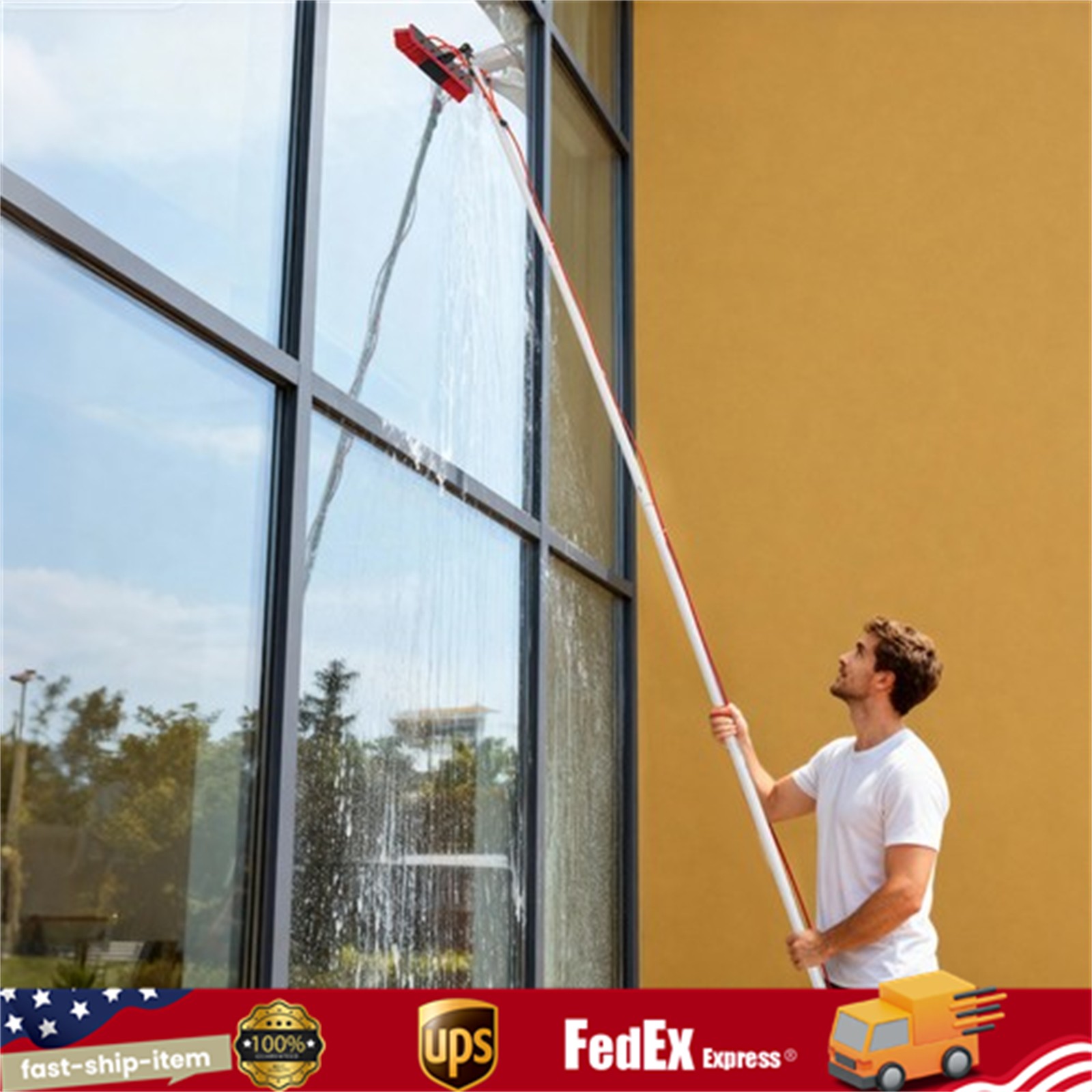 4m Solar Panel Cleaning Brush Outdoor Window Adjustable Pole Cleaning Kit