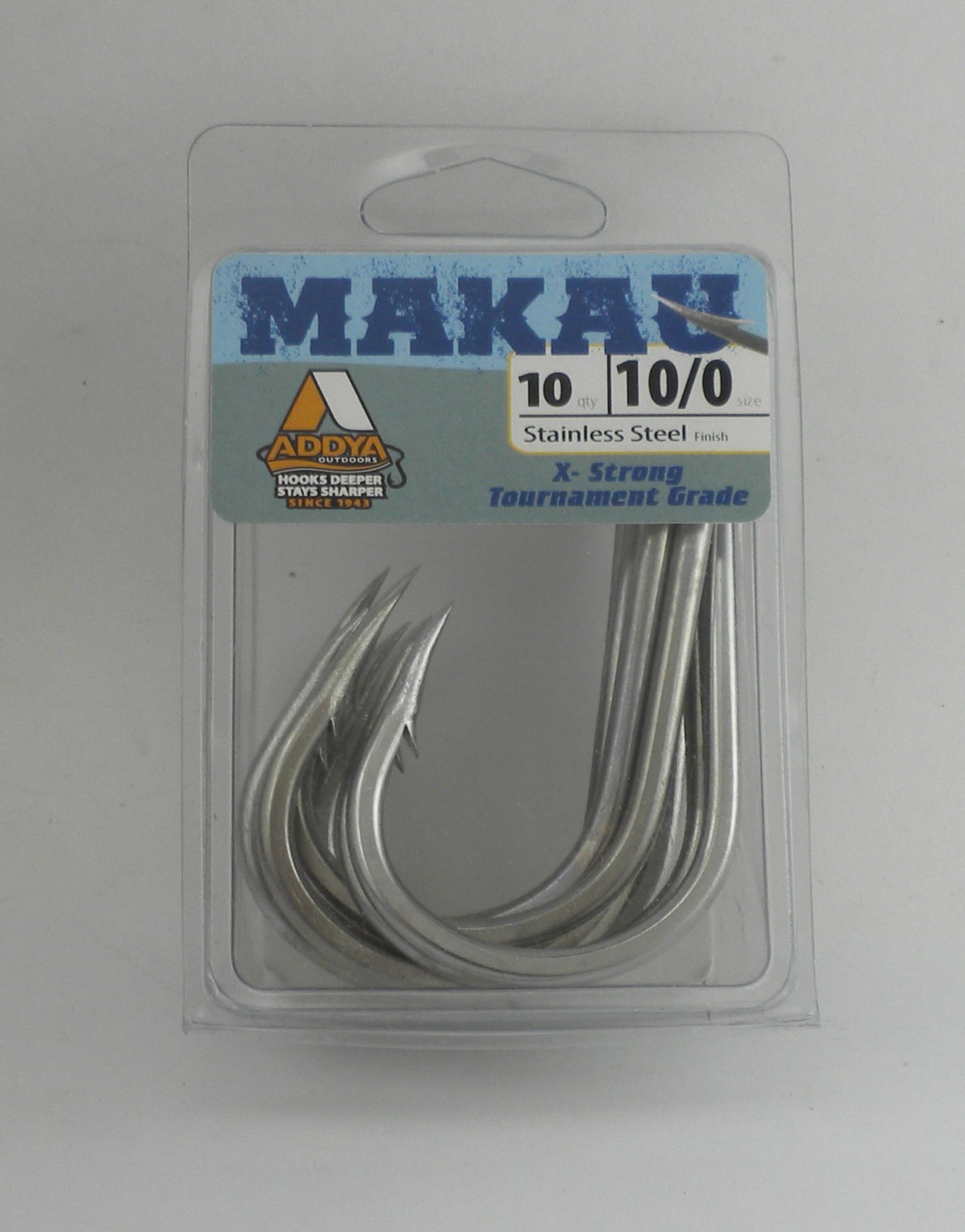 Addya A705SSMA10/0-10 Makau Needle Eye BigGame Hook Sz 10/0 Stainless Steel 10CT