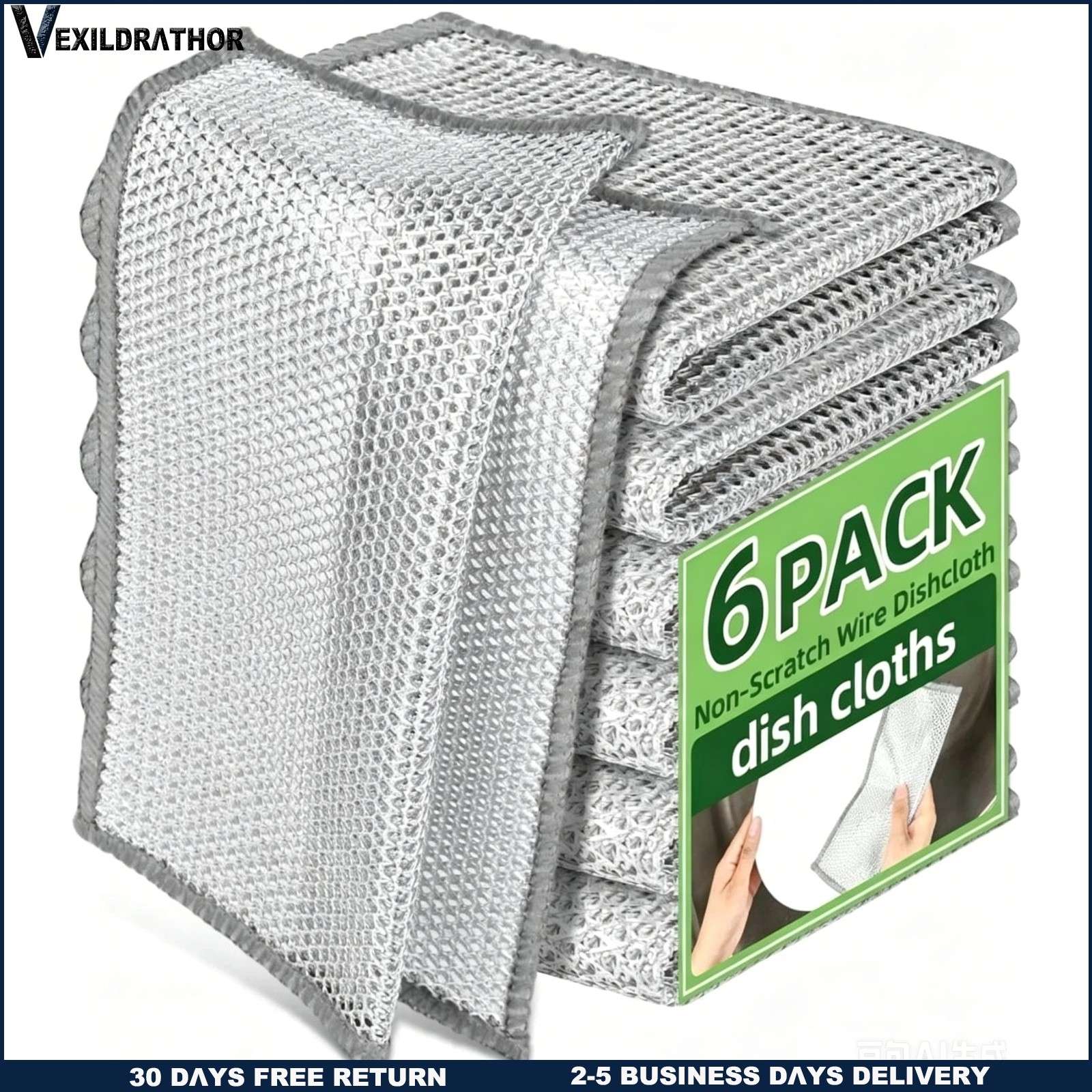 6 Pack Steel Wool Dishwashing Pads Multipurpose Mesh Dish Cloths Stainless Steel