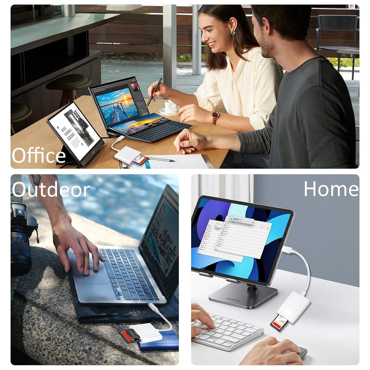 USB C Dual Slot SD Card Reader with MicroSD Support Type C Memory Card Adapter