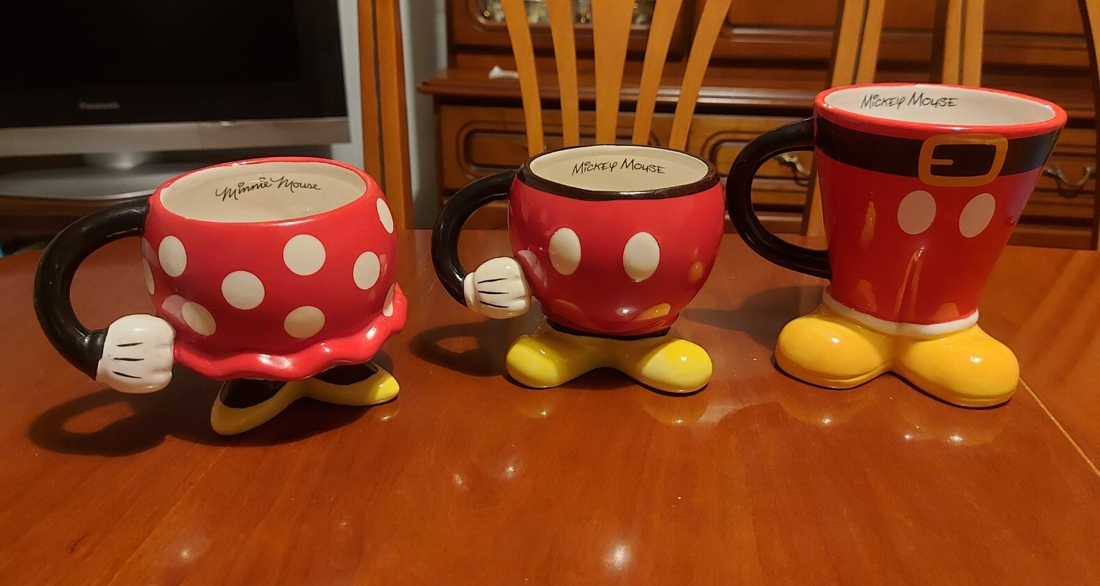 3x Disney Mickey & Minnie Mouse Molded 3D Mug with Arm