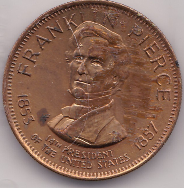 1968 Franklin Mint Presidential Hall of Fame Bronze Coin (Franklin Pierce)