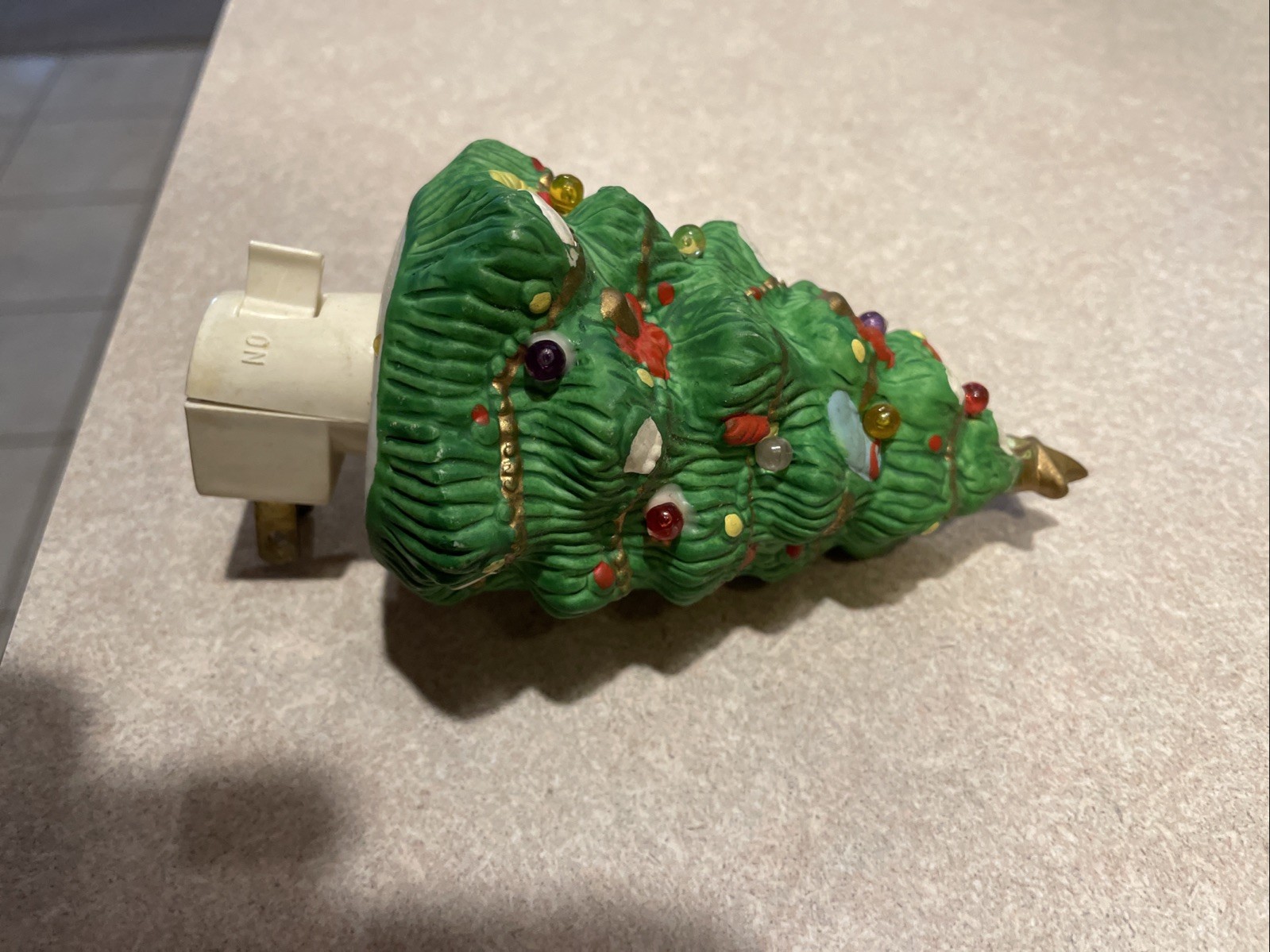 Ceramic Green Christmas Tree Plug-in Decorative Night Light