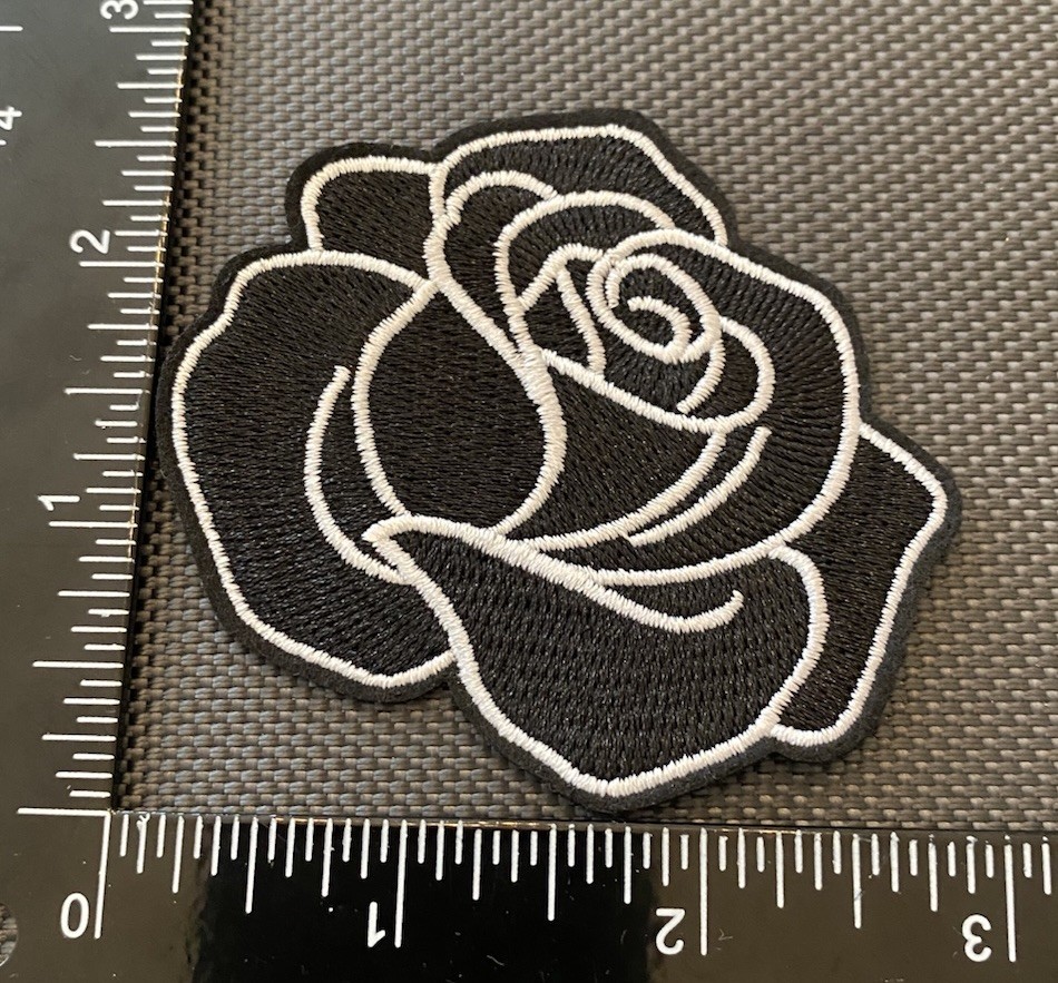 Black And White Rose Embroidered Iron On Sew On Patch New