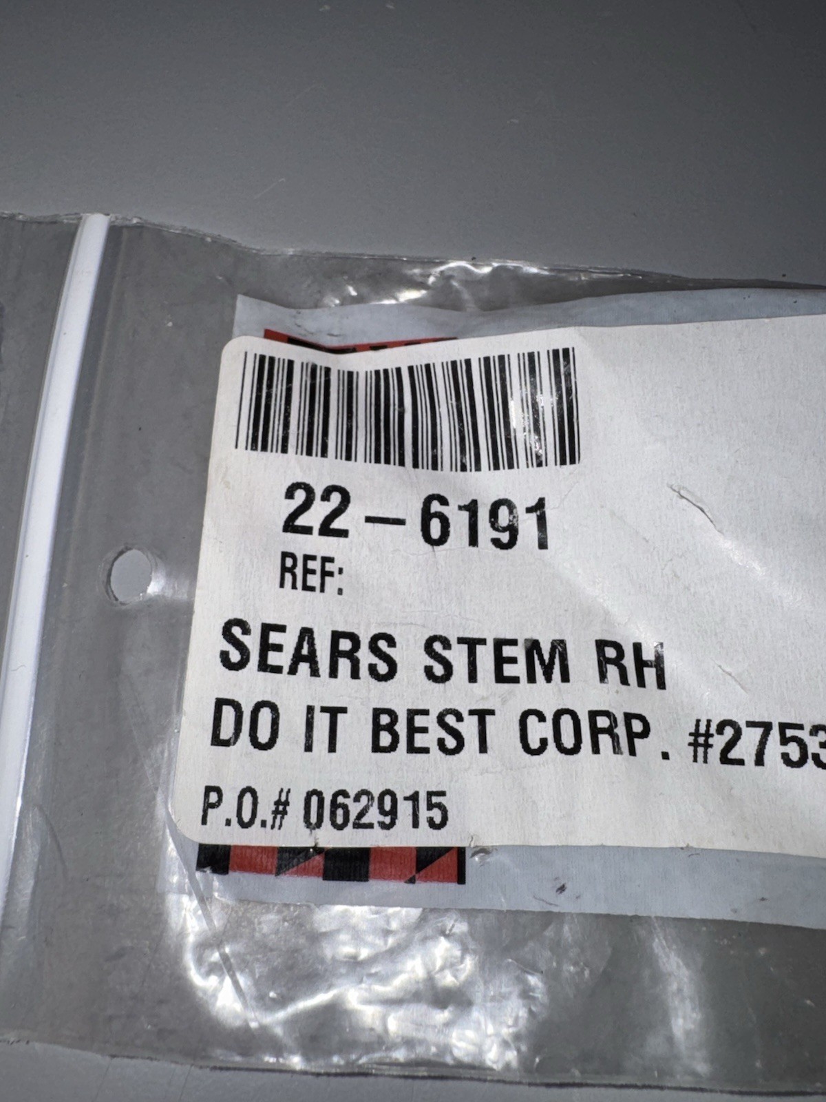 Kissler Stem 22-6191 for Sears Unit RH Only - NEW