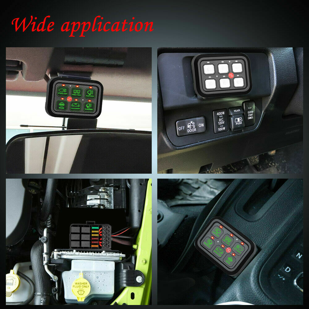 6-Gang Switch Panel Relay Automatic Dimmable Circuit Control Box Car Marine 12V