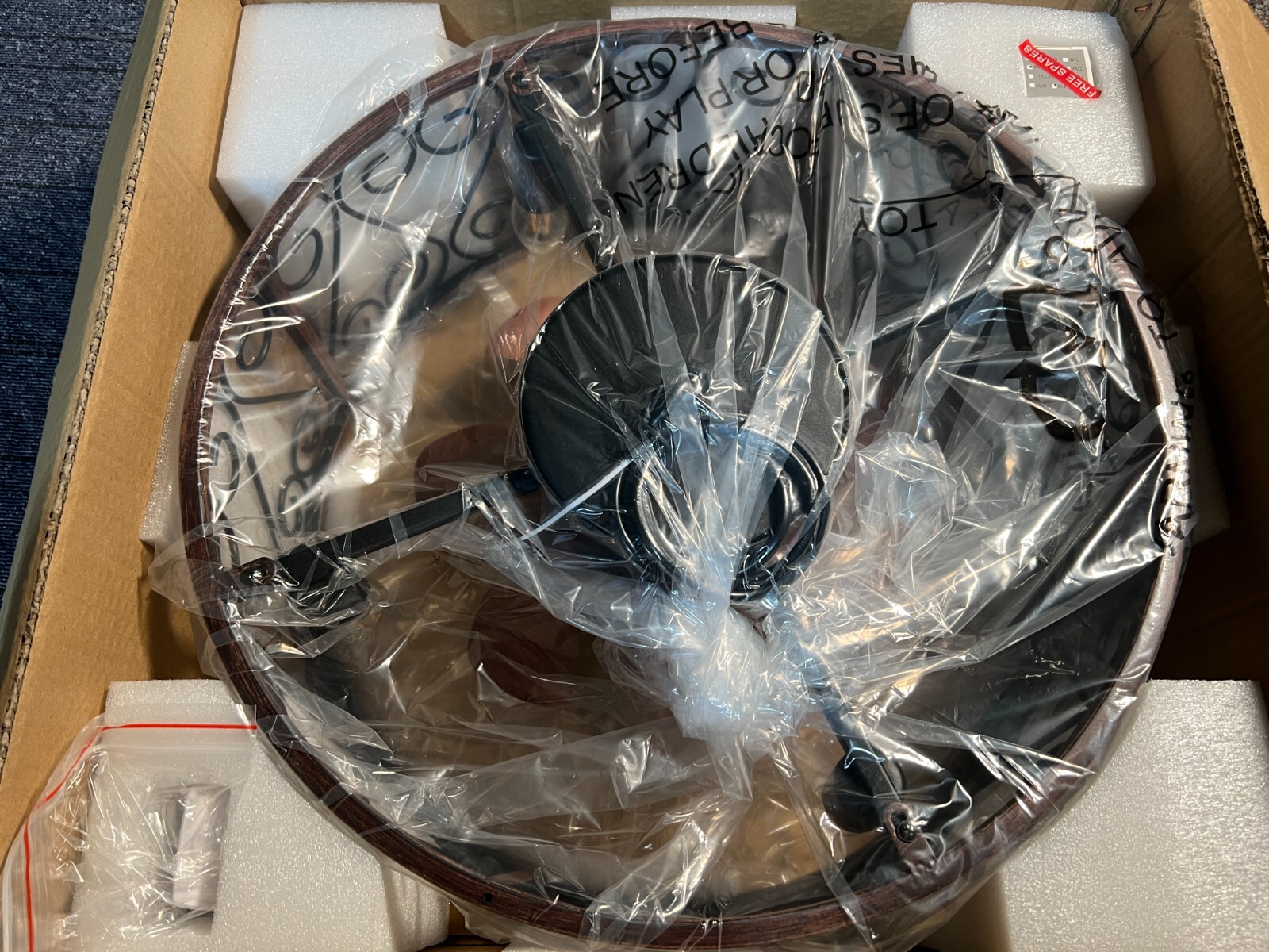 Caged Ceiling Fan  F352-BK with Light Flush Mount Boho with Manual
