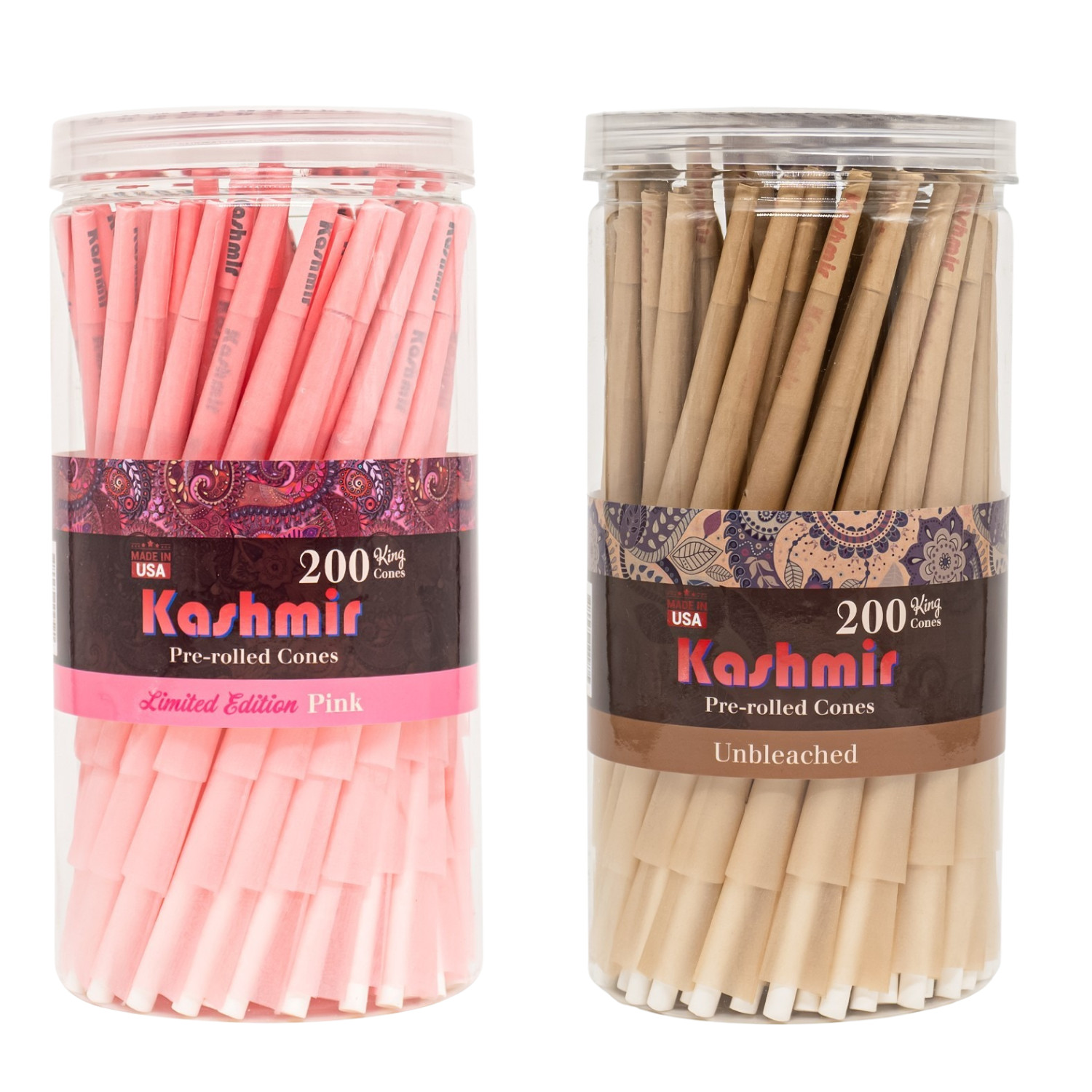 Kashmir Pre Rolled Cones King Size Unbleached & Pink King Size Bundle 400 Ct