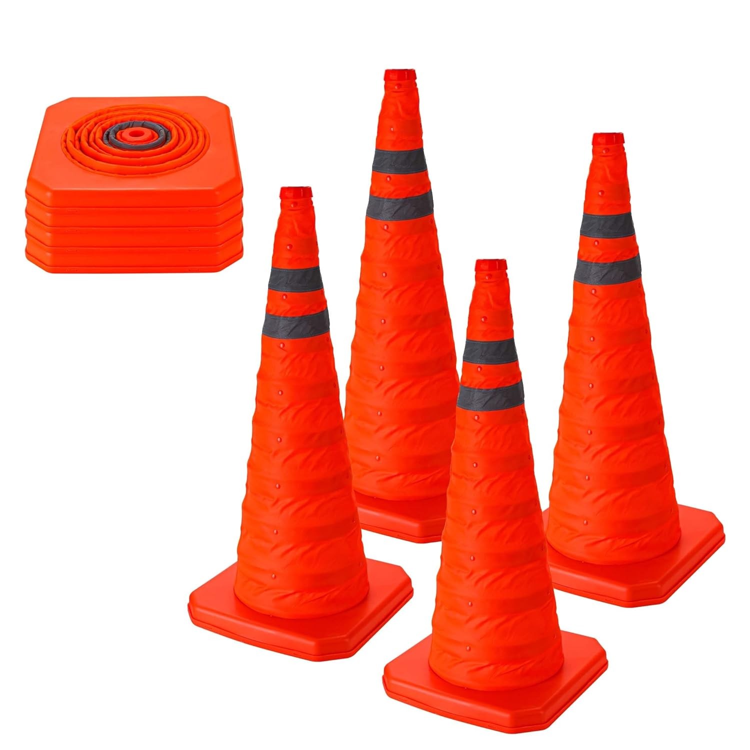 4Pcs 28'' Collapsible Traffic Cones,Multi Purpose Pop up Reflective Safety Cones