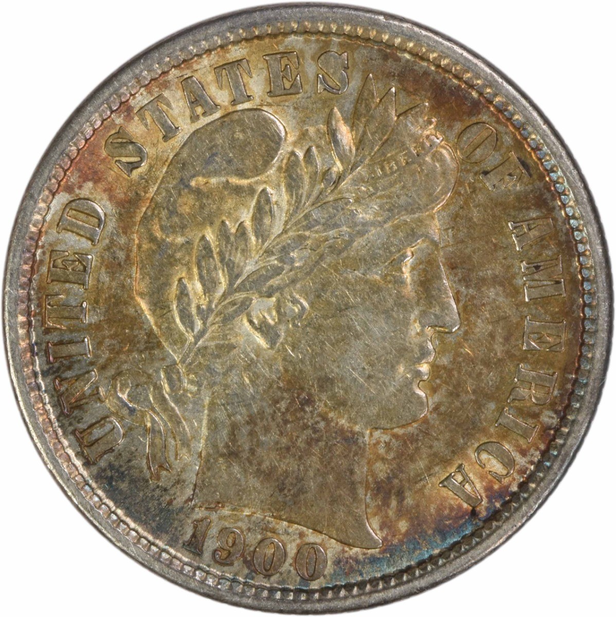 1900 Barber Silver Dime AU Slider Uncertified #742