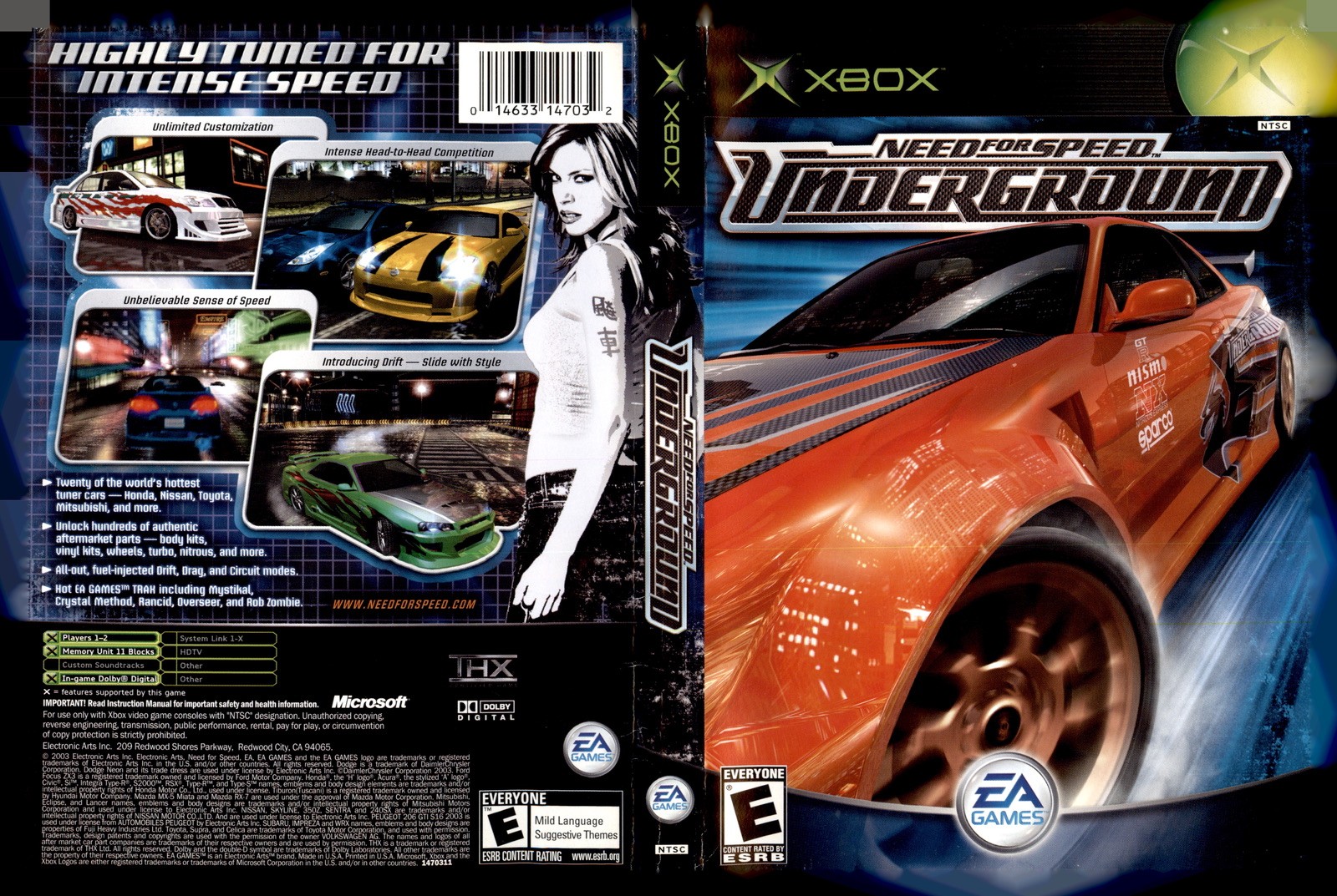 Need For Speed Underground Used Microsoft Xbox Art Insert Only Condition No Game