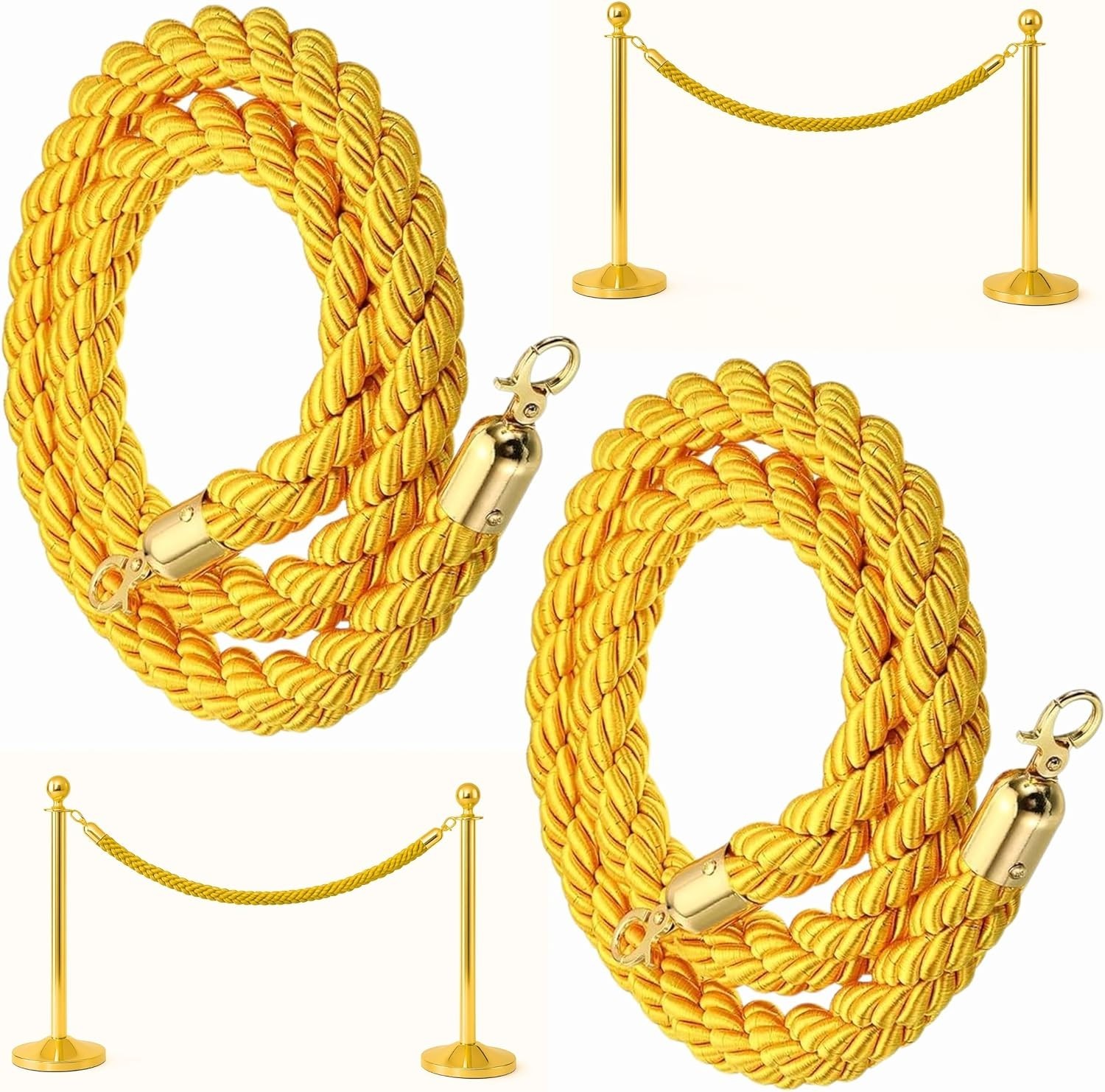 Luxury 5FT Gold Twisted Rope for Crowd Control Stanchions