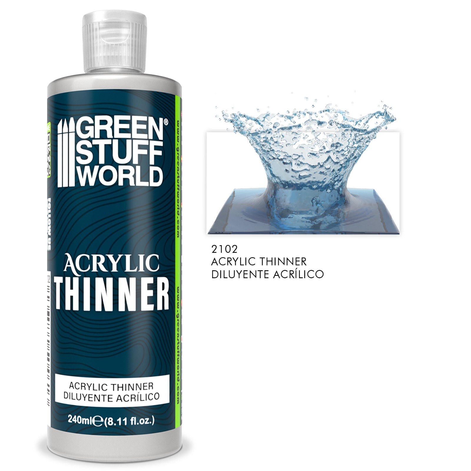 ACRYLIC THINNER 240ml - Airbrush and Brush Paint diluent consistent non-toxic