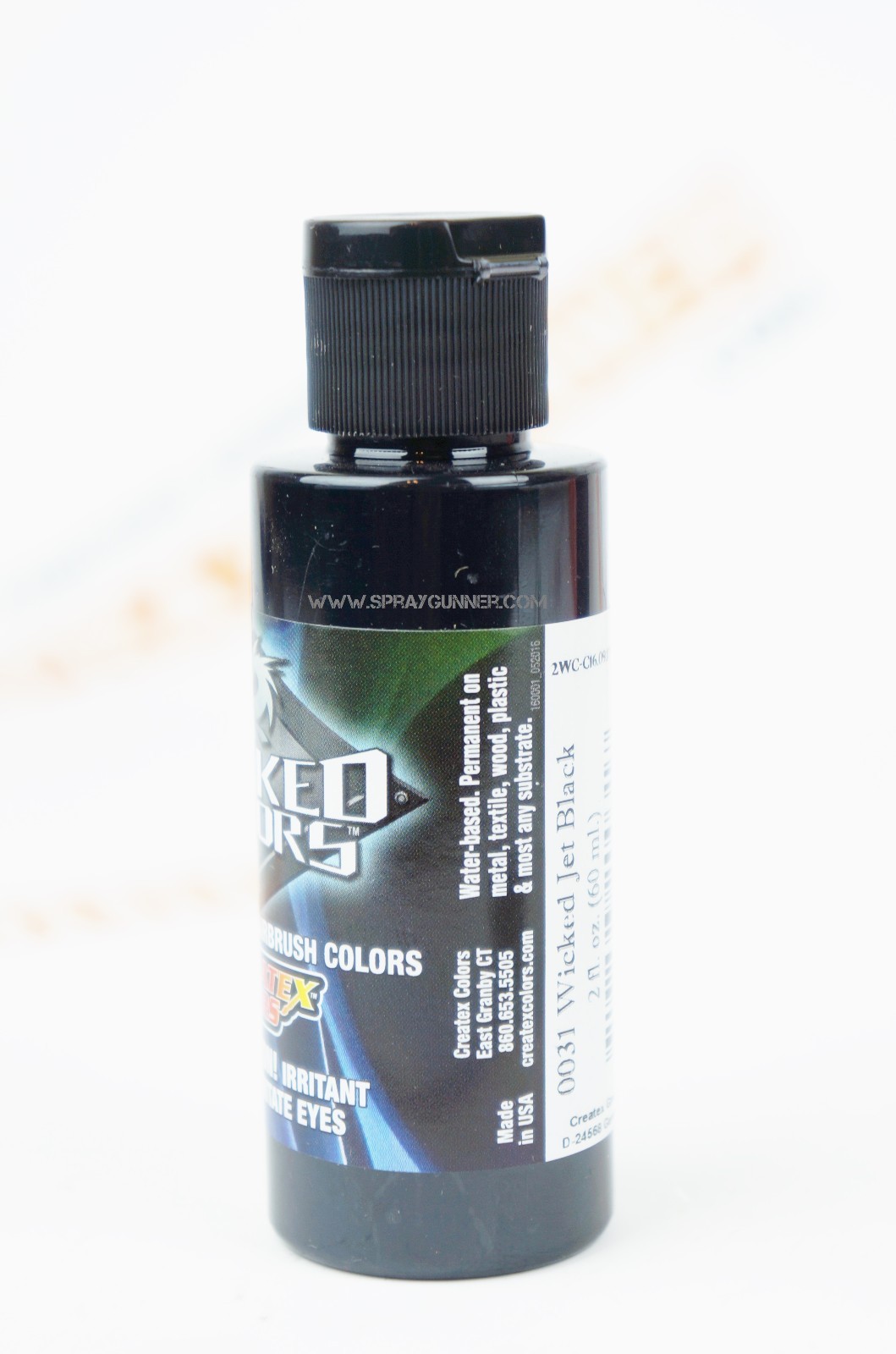 Createx Wicked Colors W031 Jet Black 2oz. water-based universal airbrush paint