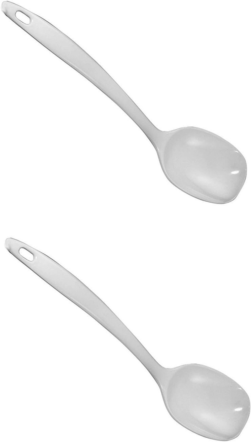Melamine Basting Spoon White Hard Plastic, 11-Inches Long (2-Pack)