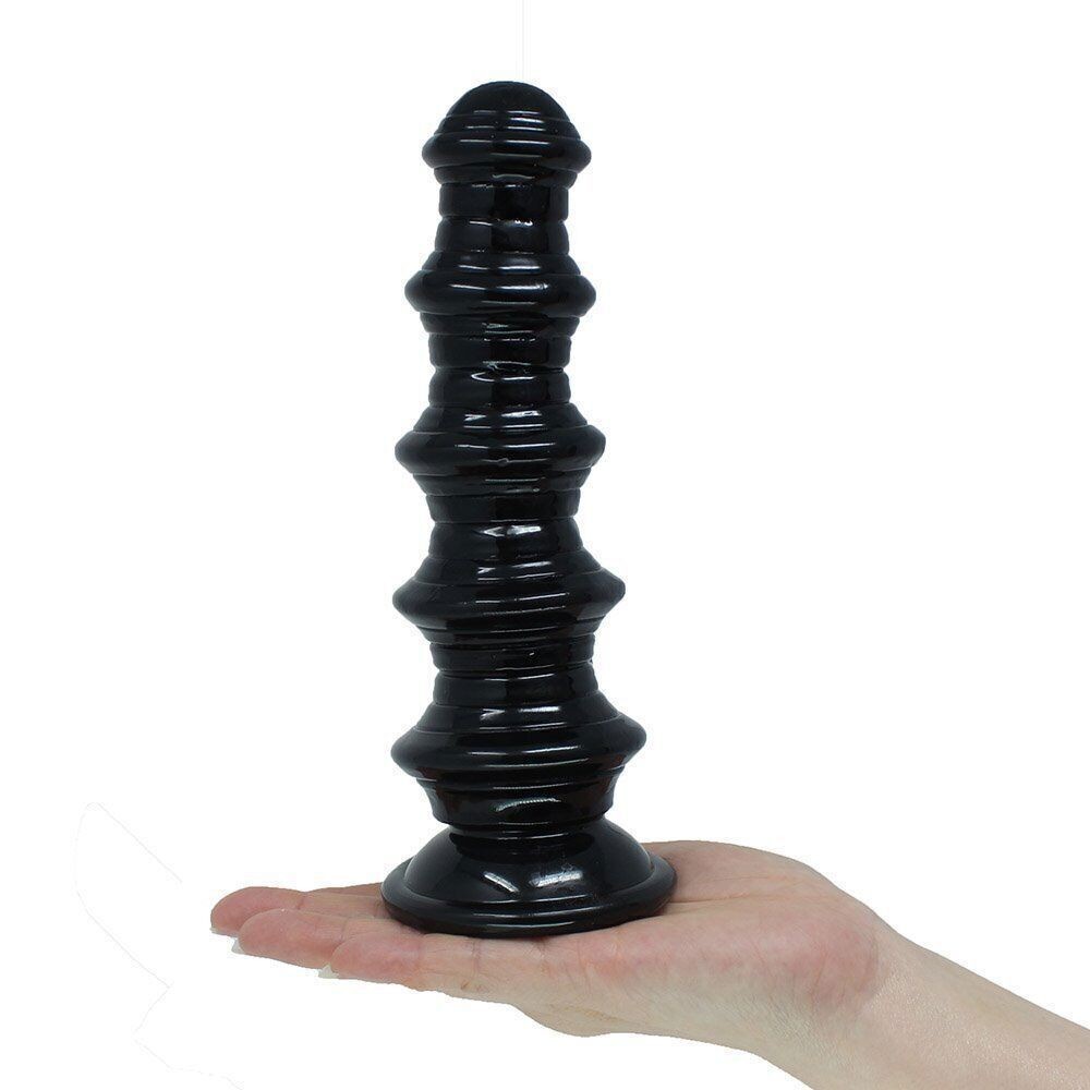 Black 8" Large-Ribbed-Anal-Dildo-Butt-Plug-Sex-Anal-Stretcher-Expending-Toys