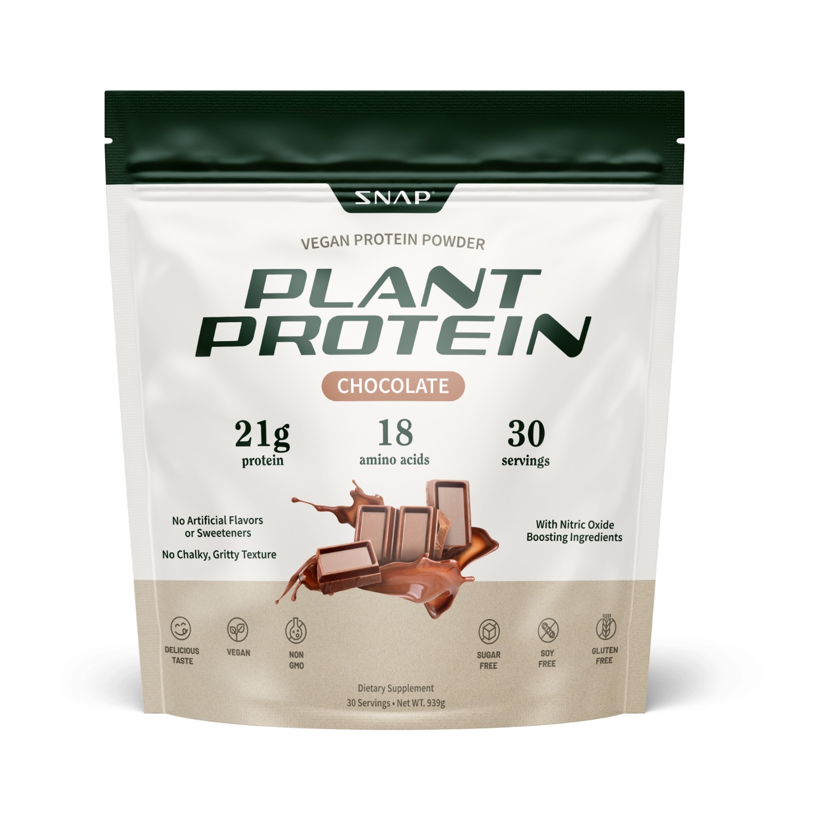 SNAP Protein + NO Booster 21g CLEAN Protein 30 Servings 0 Sugar Chocolate Flavor