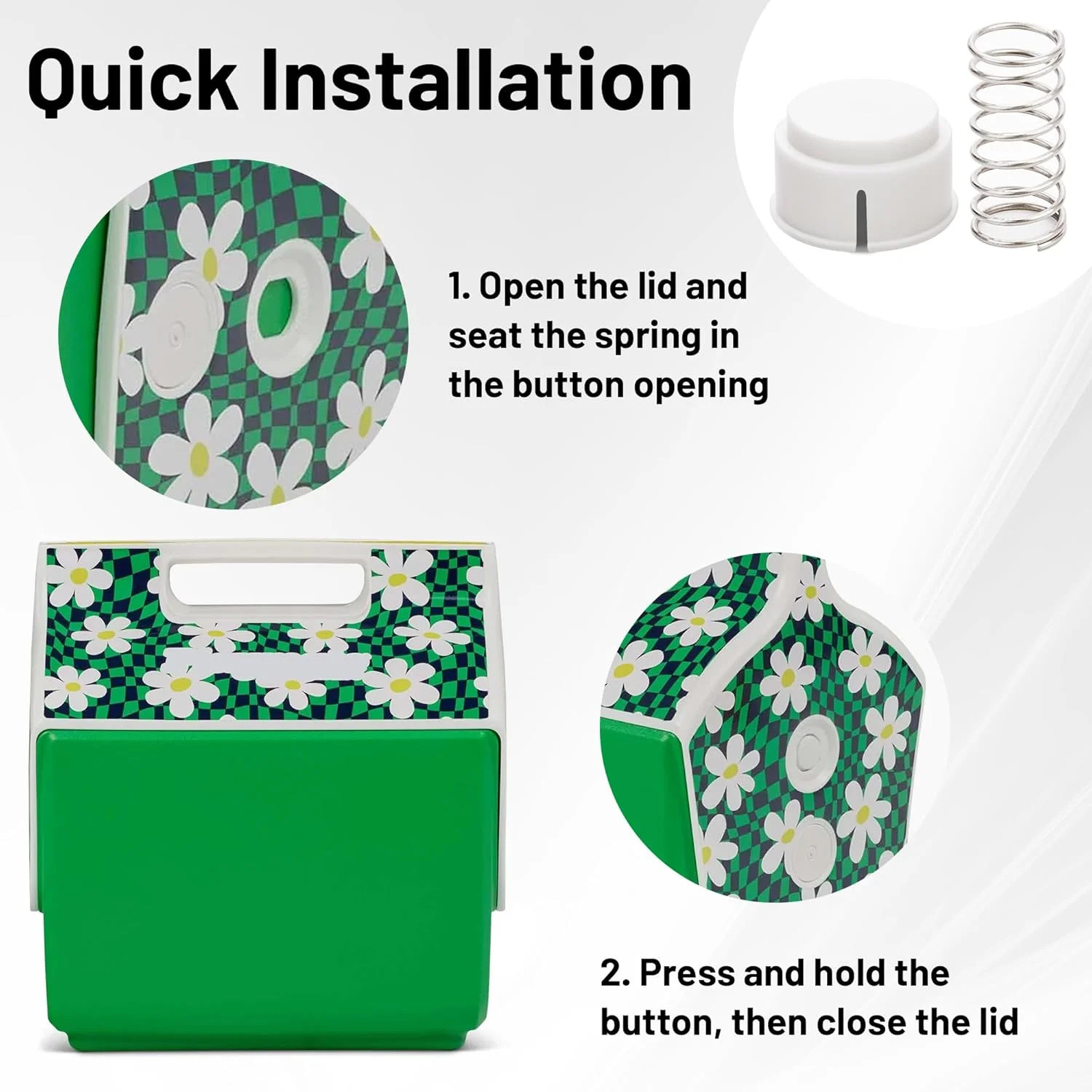 Cooler Replacement Button and Spring Compatible with Igloo Playmate Coolers, 4 P