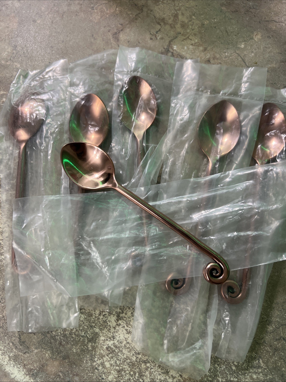 VIBHSA DESIGNER COPPER PLATED HANDCRAFTED TEASPOONS 6-PC SET