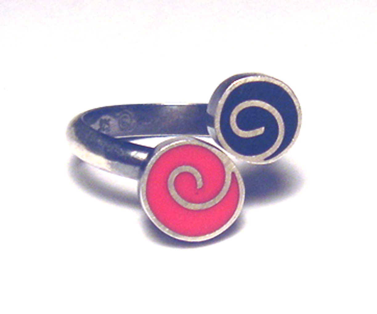 MODERNIST Swirl RESIN ABSTRACT Sterling 925 ARTISAN RING Signed SW size 6