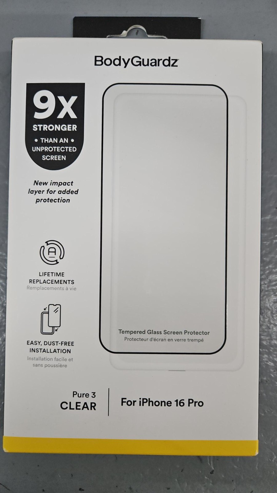 Body Guardz pure 3 clear iphone 16 pro screen protector
