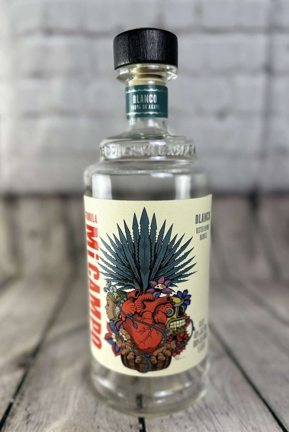 Mi Campo Mexico Tequila Respado Glass EMPTY Bottle 1 Liter With Original Cork