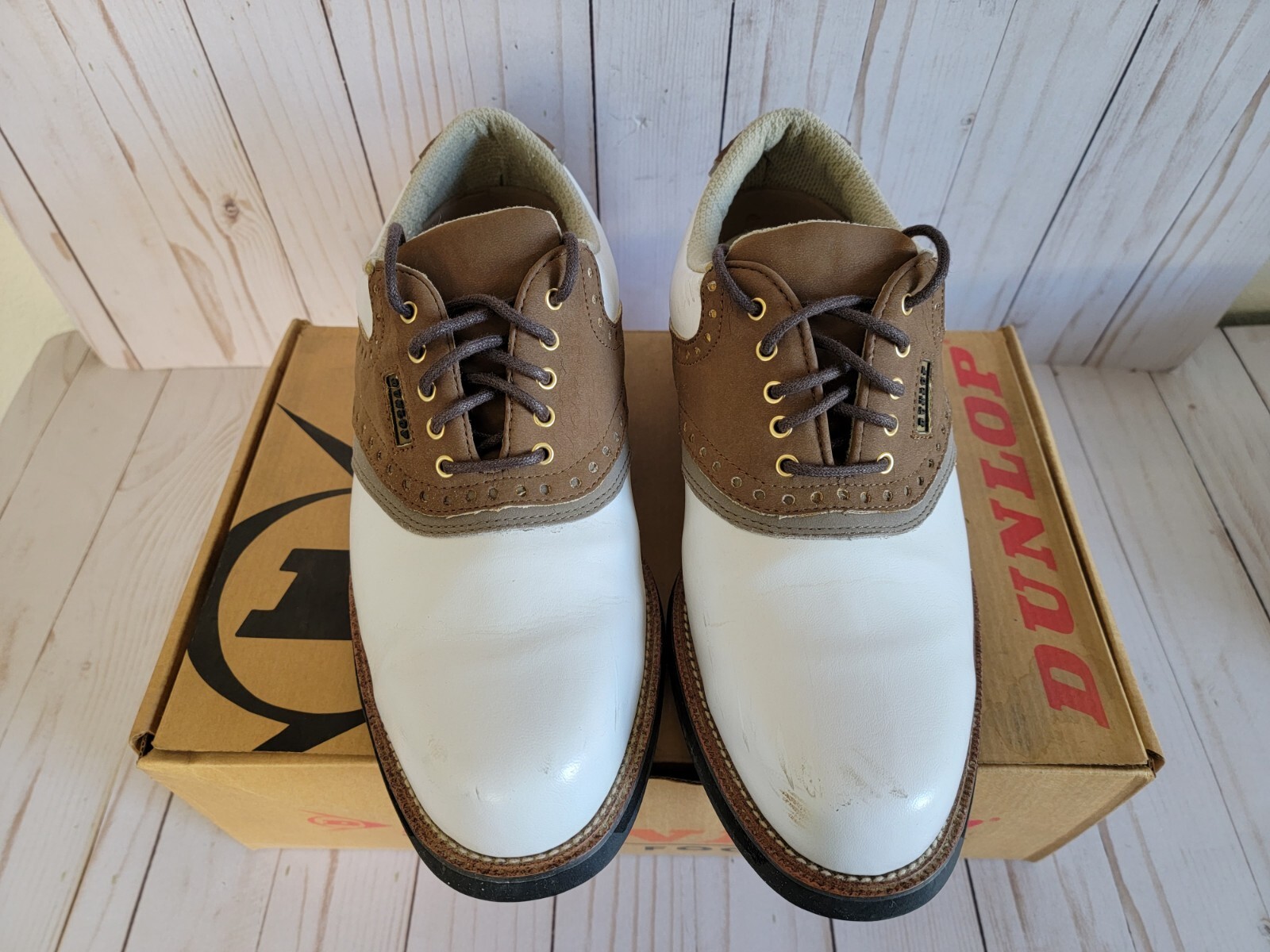Dunlop Kapalua Two Tone Saddle Golf Men's Leather M4100C White/Brown Size 10