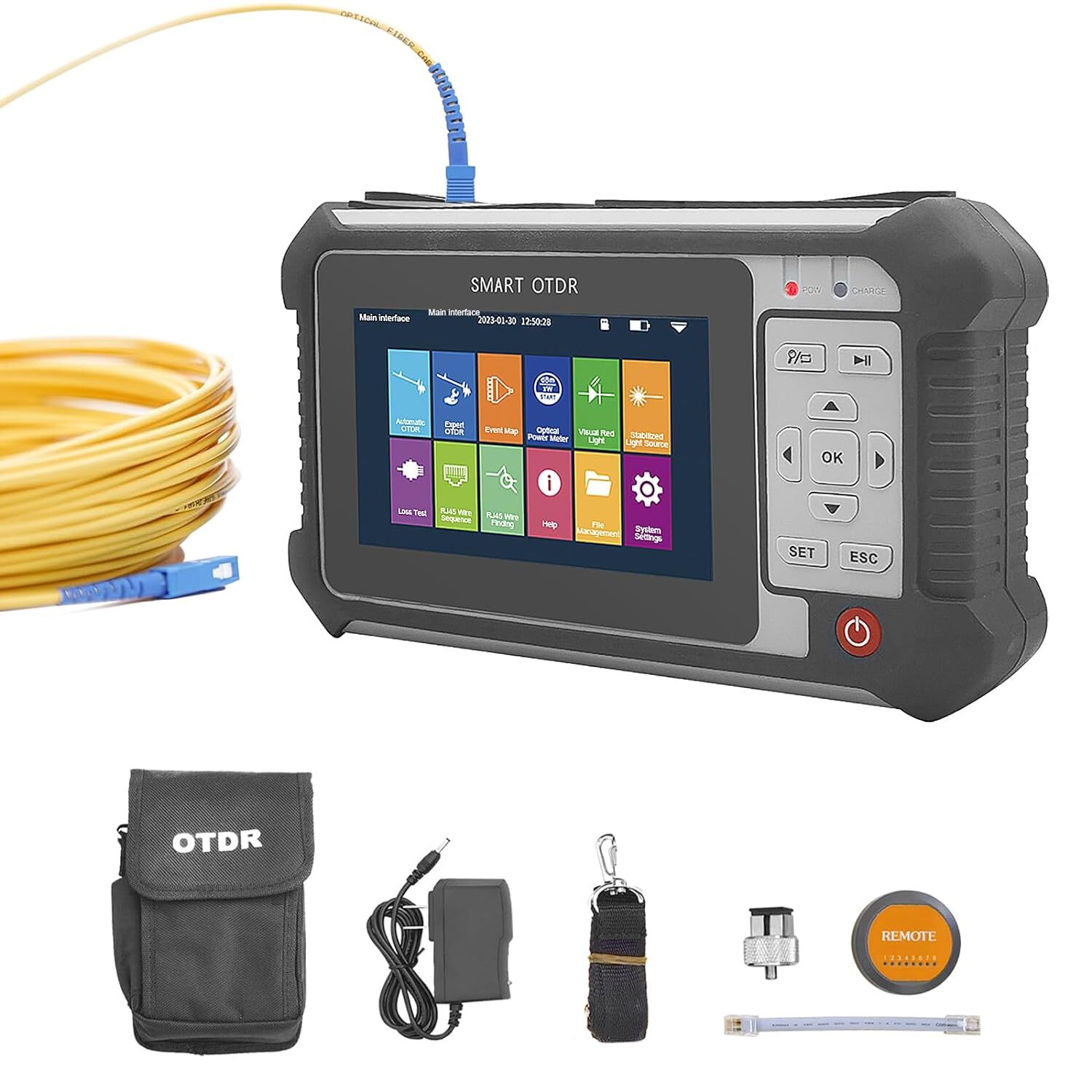 MINI OTDR Fiber Optic Reflectometer Touch Screen VFL OLS OPM Optical Loss Tester