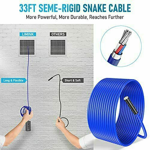 33FT 6.8mm wifi Endoscope Camera 6 LED 5.0MP Snake Borescope Inspection Camera