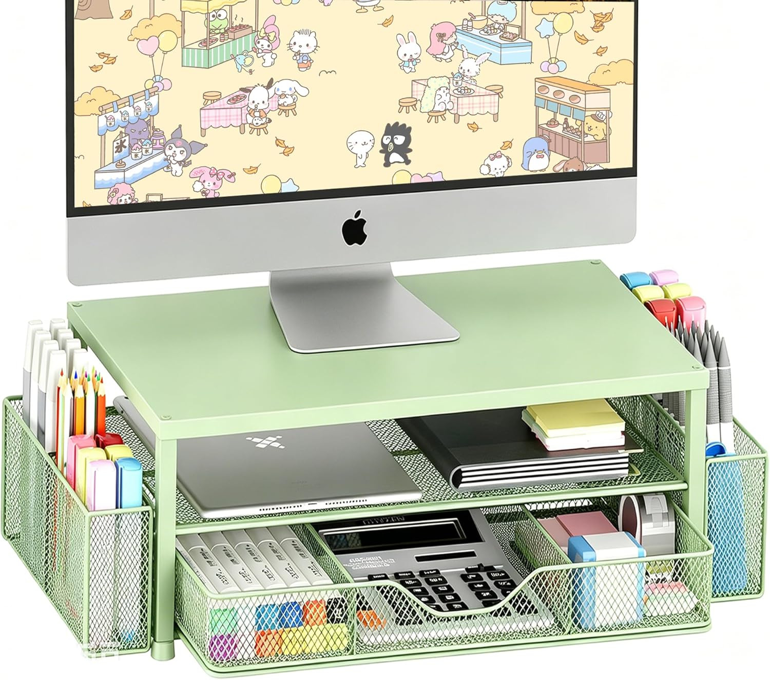 OPNICE Desk Organizers and Accessories, 2-Tier Computer Monitor Stand Riser with