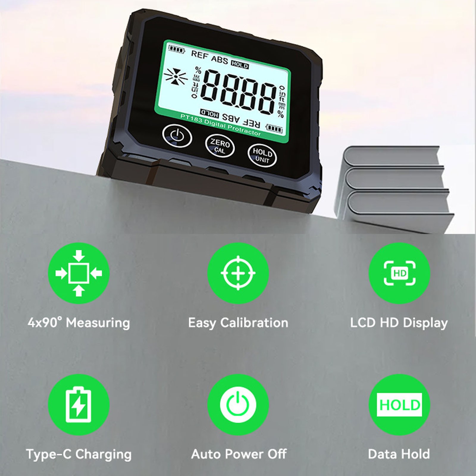 Digital Angle Finder With 4 Side Strong Magnet Backlit Display For Woodwork RVVA