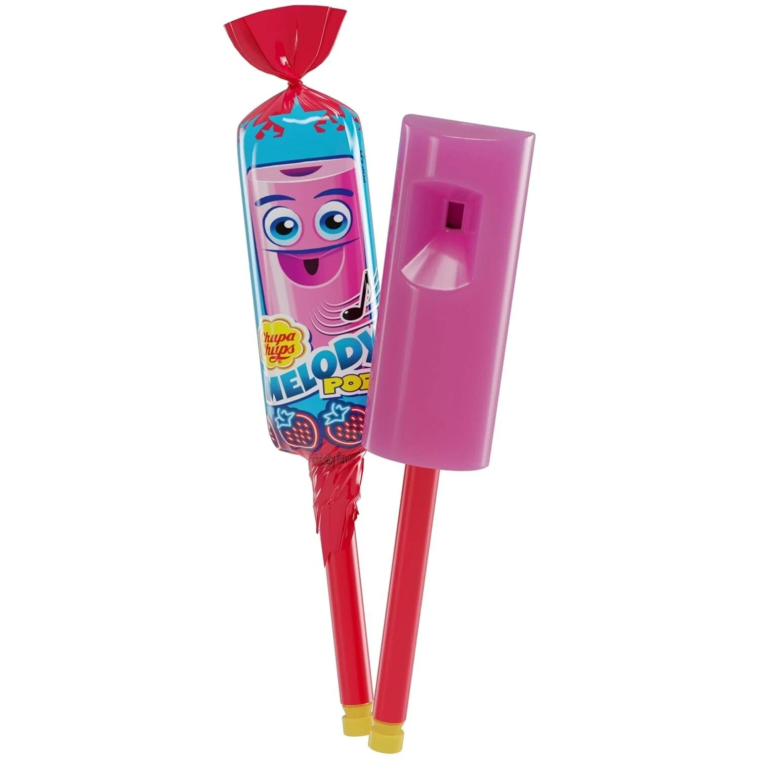 Chupa Chups Melody Pop, Strawberry Flavor, Whistle Lollipops, Individually Wrap