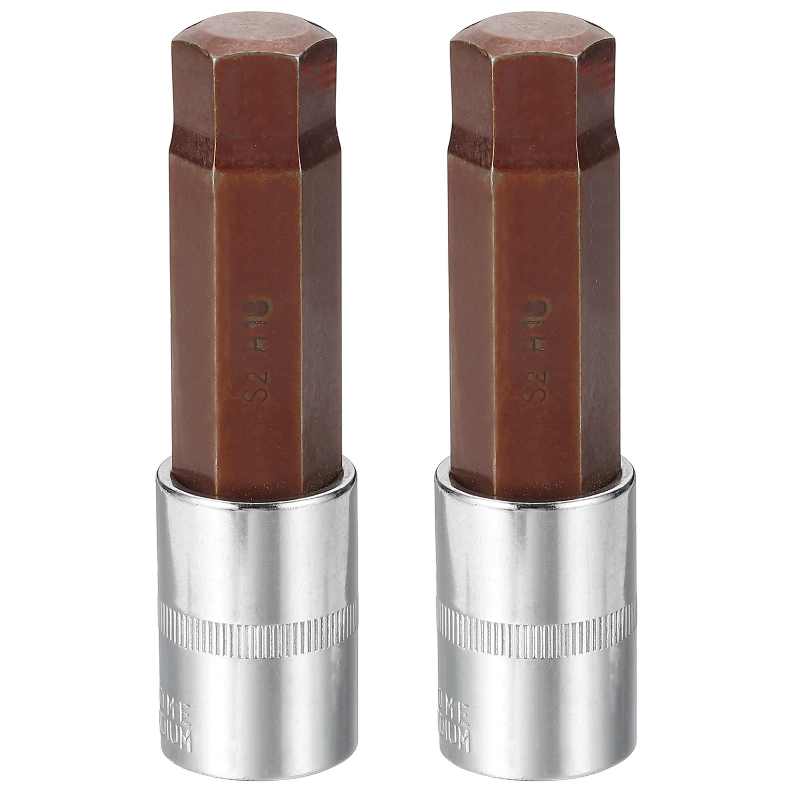 2Pcs Hex Bit Socket H18 1/2" Drive 4" Length S2 Steel Long Bit CR-V Socket