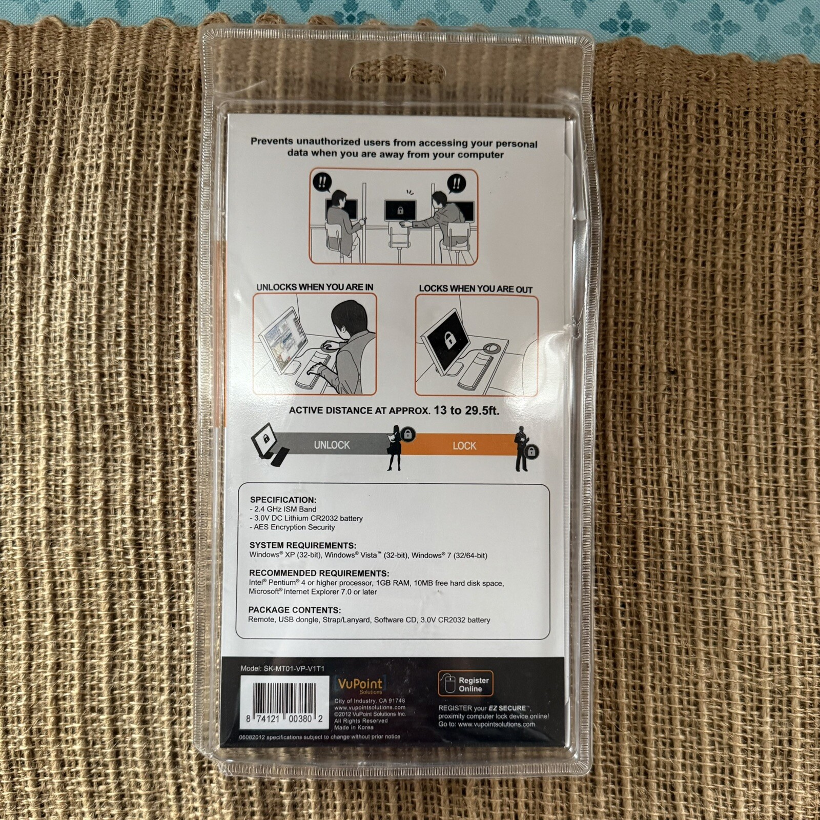 VuPoint EZ Secure Keychain USB Proximity Computer Lock SK-MT01-VP-V1T1