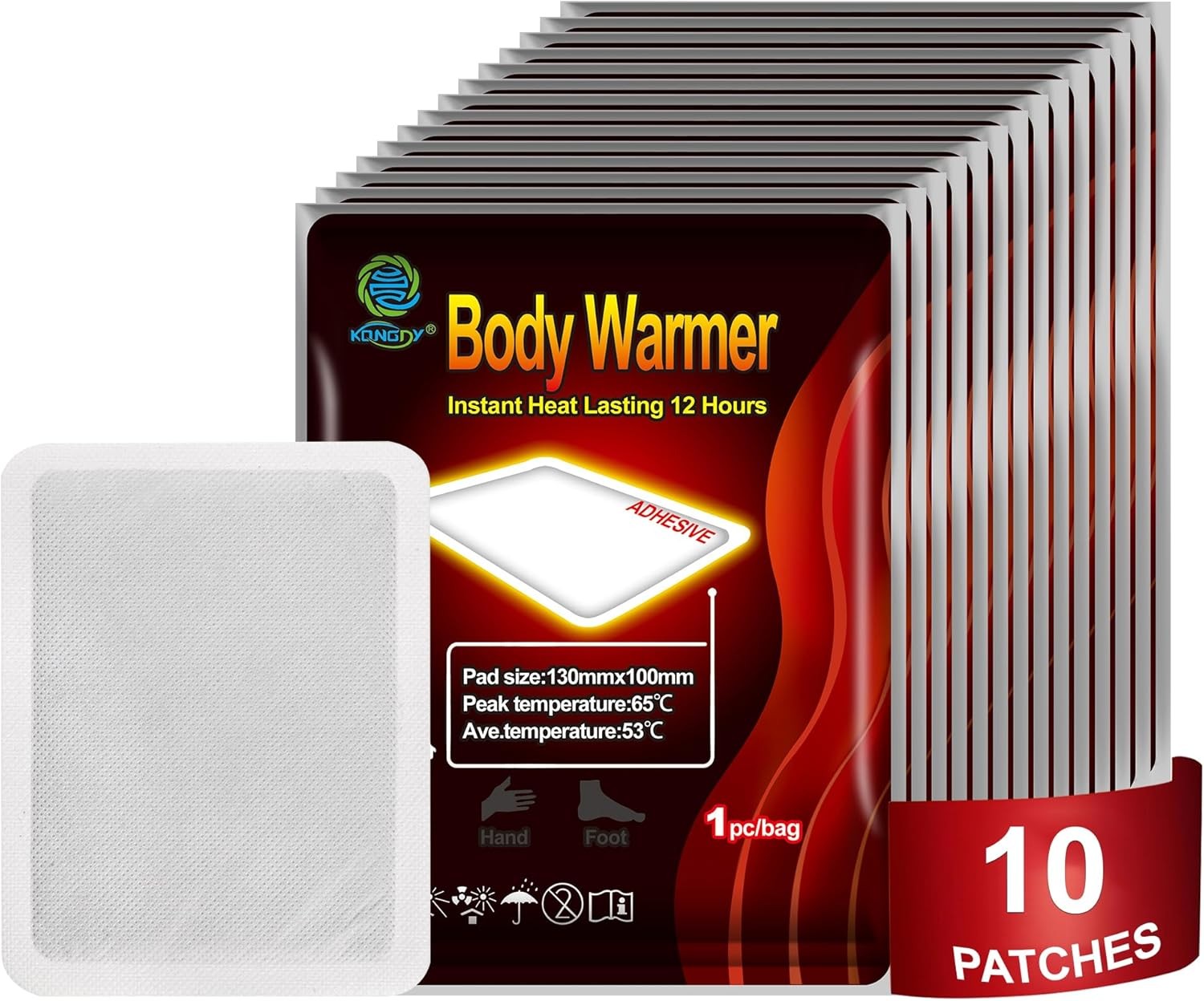 KONGDY 10 Pack Heat Patches Body Warmers, Disposable Heat Therapy Patches Instan