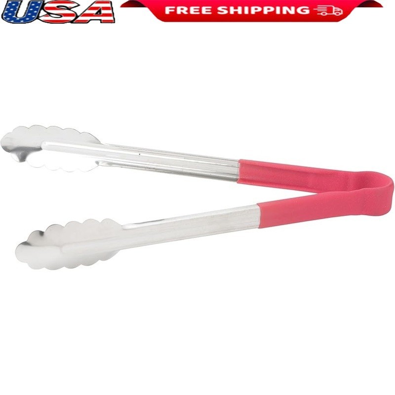 Stainless Steel Tongs Non Slip Grip 12 Inch Heat Resistant Dishwasher Safe New