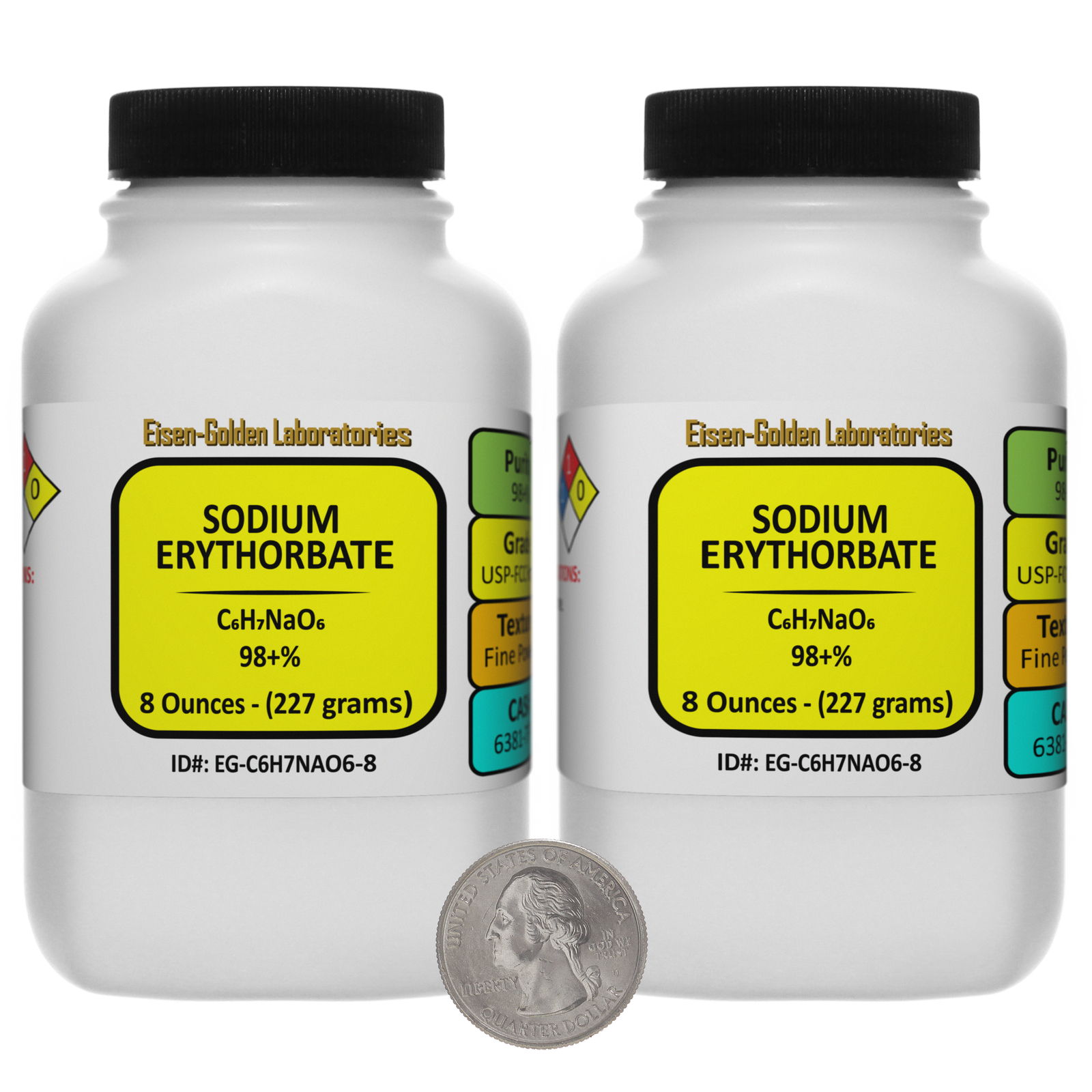 Sodium Erythorbate [C6H7NaO6] 98+% USP-FCC Food Grade Powder 1 Lb in 2 Bottles