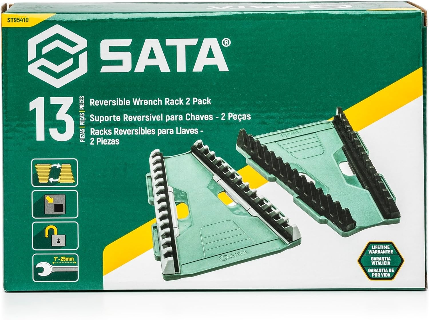 Space-Efficient Reversible Wrench Rack - 2 Pack with Self-Aligning Access