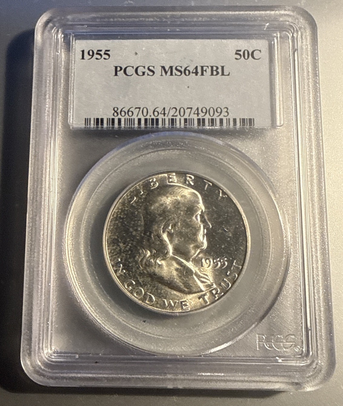 1955 50C Franklin Half Dollar PCGS MS 64 FBL