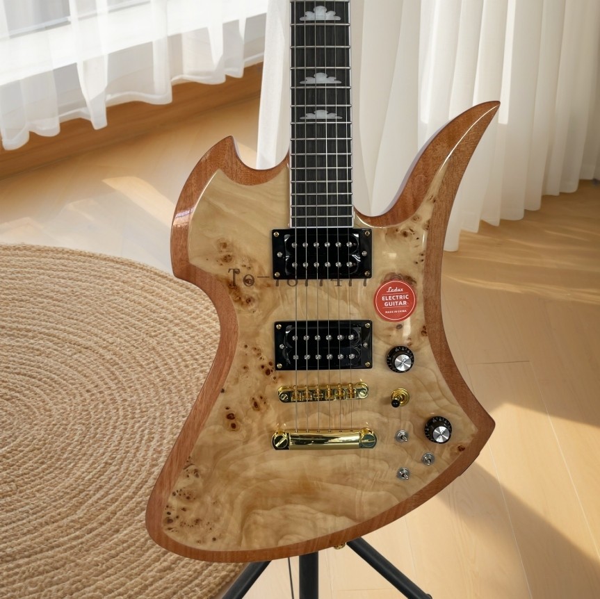Mockingbird Electric Guitar 2H Open Pickups Burl Maple Top Stainless Fret