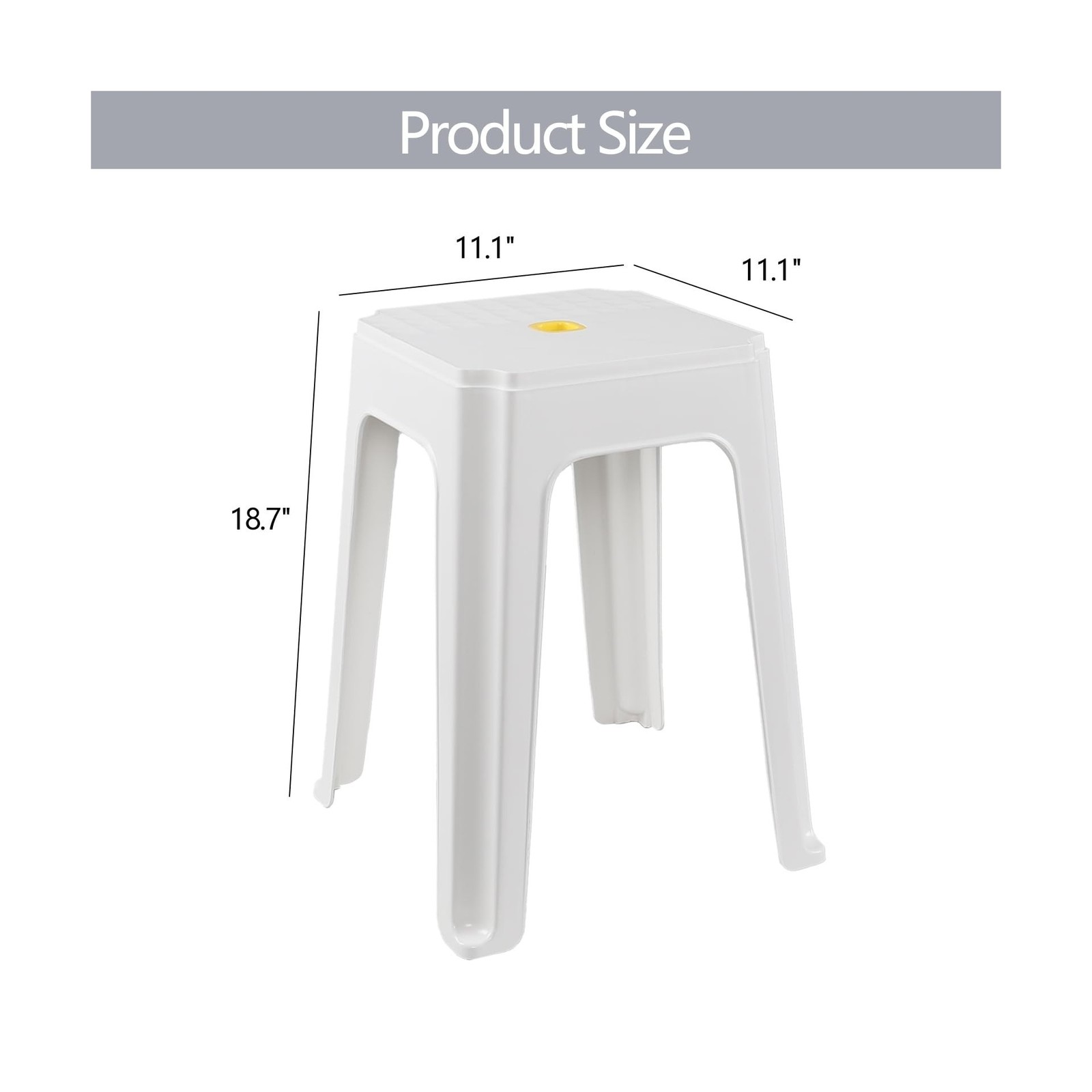 12-Pack Square Plastic Classroom Stools, 18.7 Inch Tall Stacking Stool Set, W...