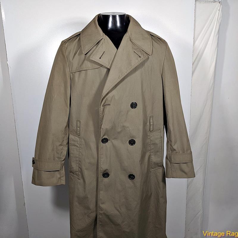 1986 Vtg USA USMC Military RAINCOAT Rain Trench Coat Mens S 38 Long Pewter