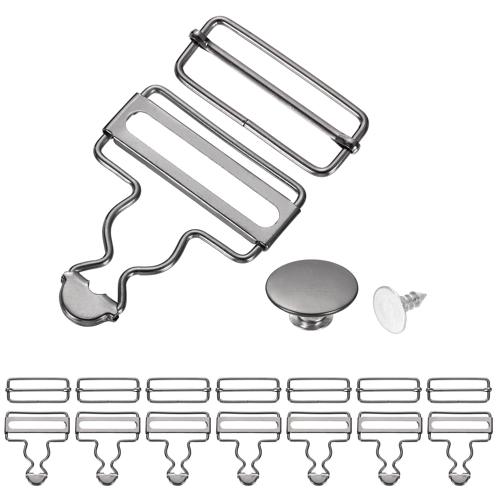 8 Set Metal Overalls Buckles, 1-5/8" Overalls Bib Suspender Clips, Dim Gray