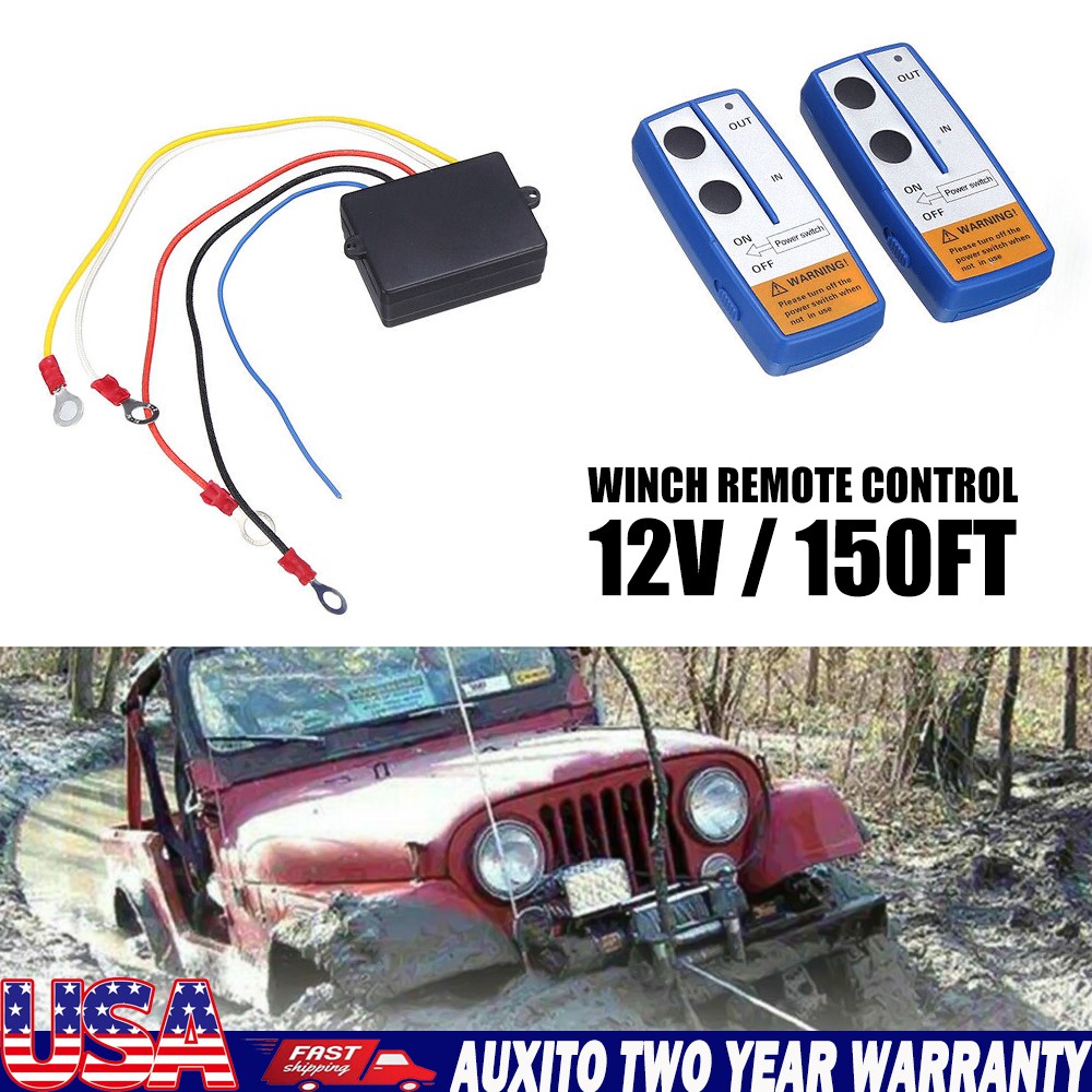 Wireless Winch Remote Control 12V 150ft Kit Receiver Twin Handset Switch Easy US