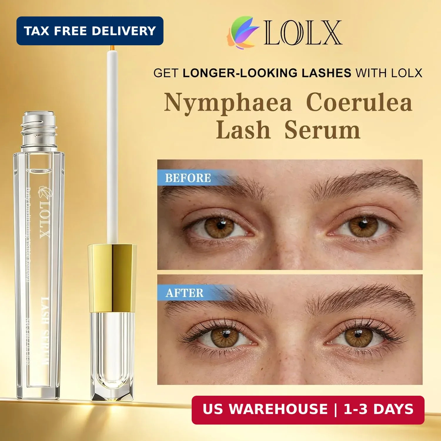 Lash Serum for Eyelash Growth, Peptide Infused Formula - Visible Results in 7 Da
