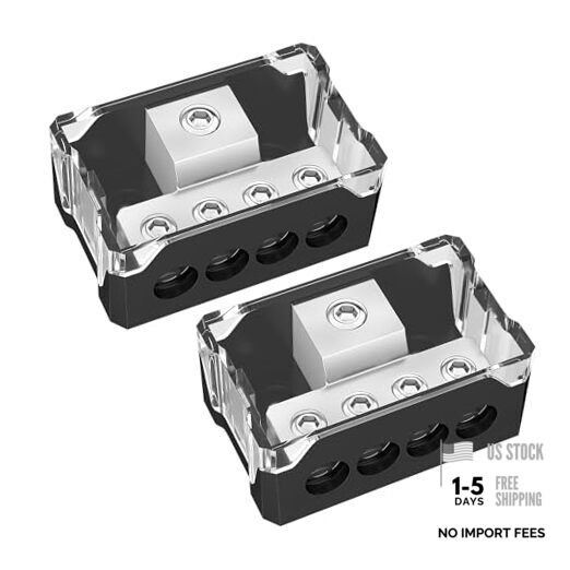 4 Way Power Distribution Block Car Audio 0/2/4 Gauge Input 4/8/10 Gauge 2 Pack
