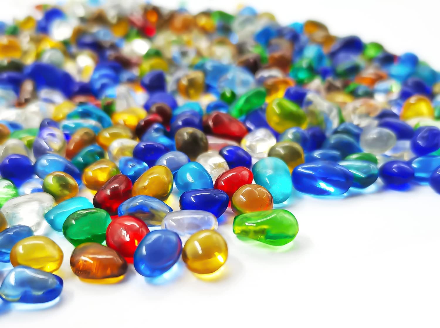 Keedolla Colorful Clear Sea Glass Pebbles Aquarium Gravel 0.93 Pound, Rainbow