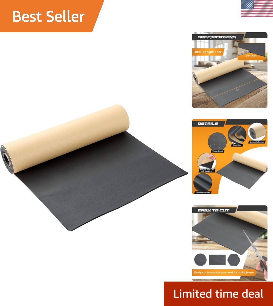 Multi-Purpose Adhesive Foam Sheet 1/8" Thick x 48" Long for Insulation & Sealing